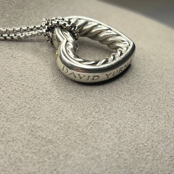 Authentic david yurman heart necklace sterling silver open heart cable charm - Picture 6 of 10